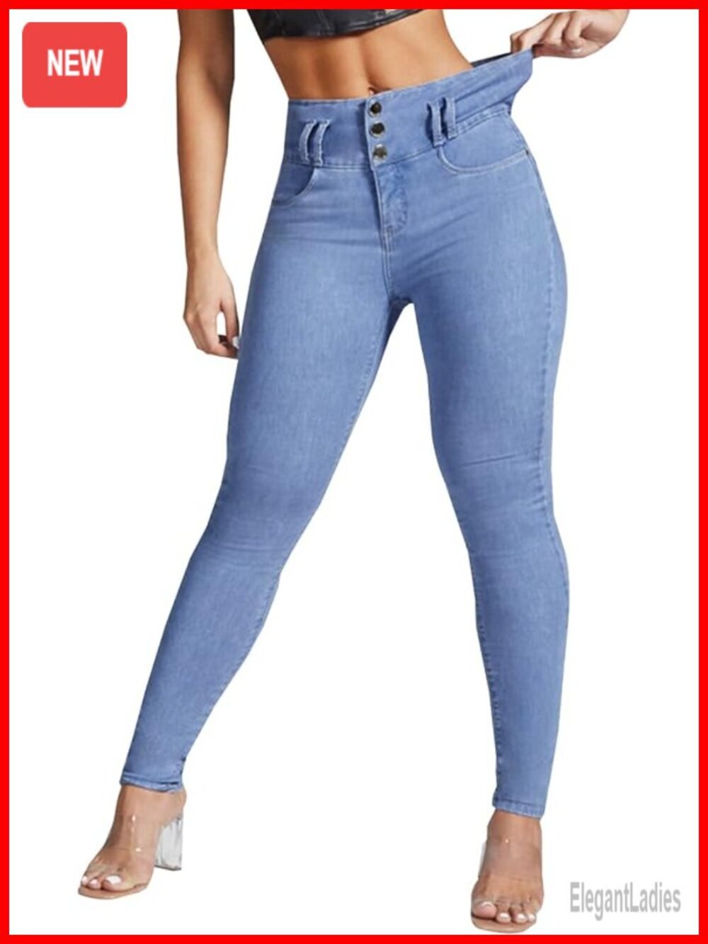 High Waist Skinny Stretch Jeans Shaping Butt Lifting Denim Pants